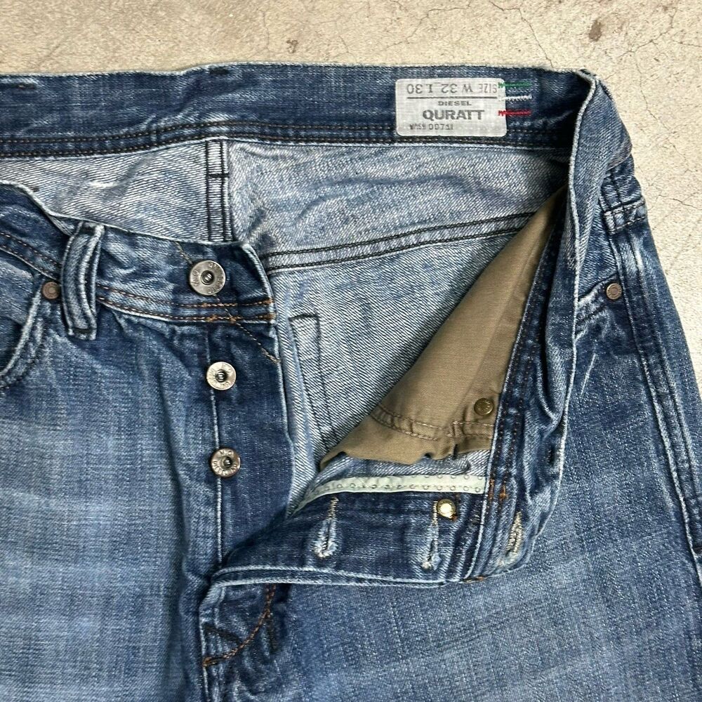Diesel Quratt Straight Jeans Men's 32x30 Button Fly Relaxed Wide Made In Italy - Picture 8 of 12